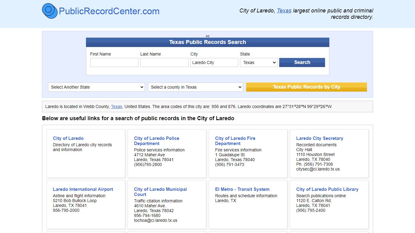 Laredo, Texas Public Records and Criminal Background Check