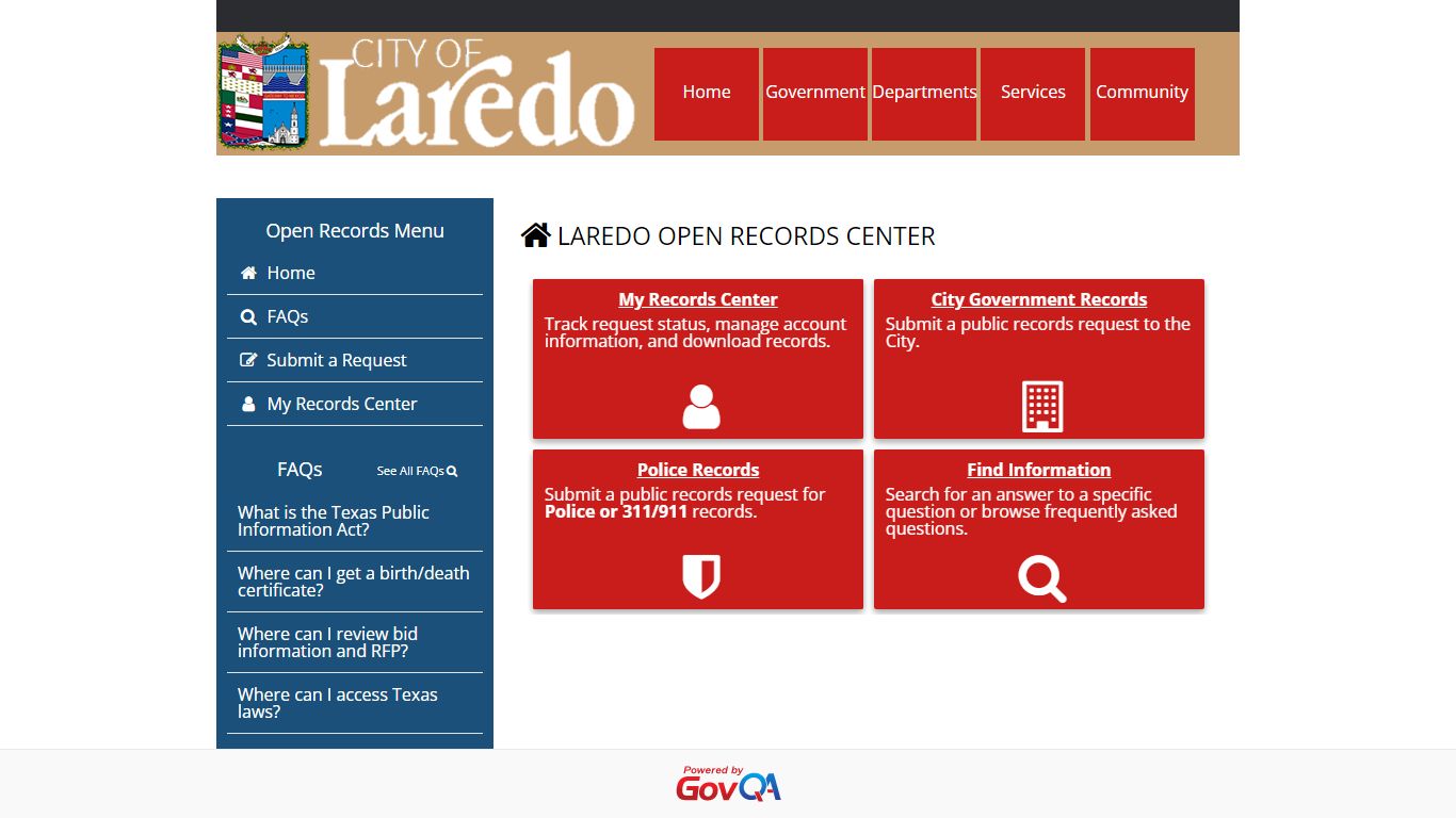 LAREDO TX OPEN RECORDS REQUEST CENTER